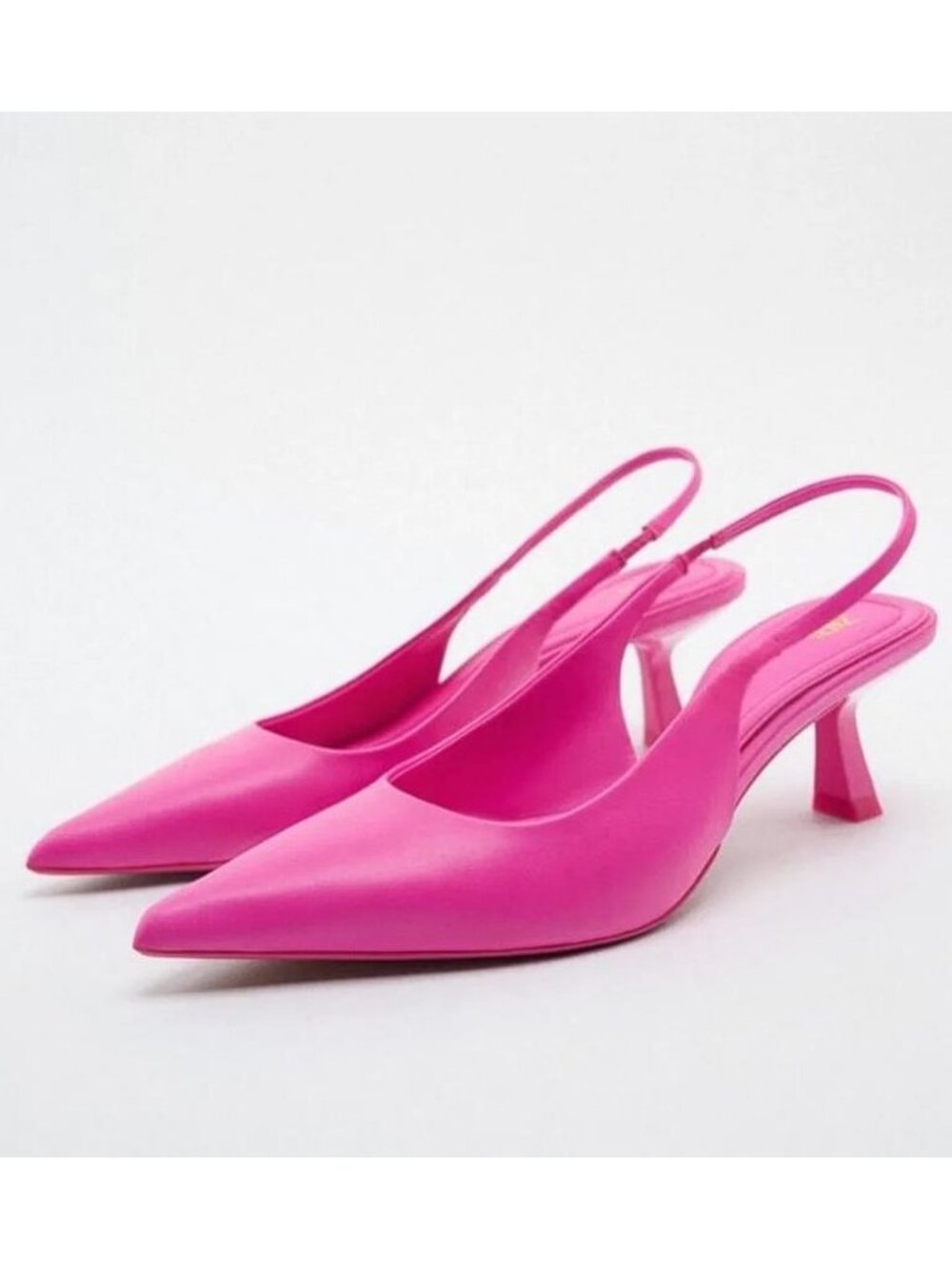 ZARA Women's Slingback Kitten Heels Size 37 in Fuschia Pink